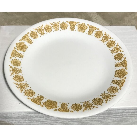 Corelle Vintage Butterfly Gold Floral Salad Cereal Bowl & Salad Toast Plate Set - Picture 3 of 11